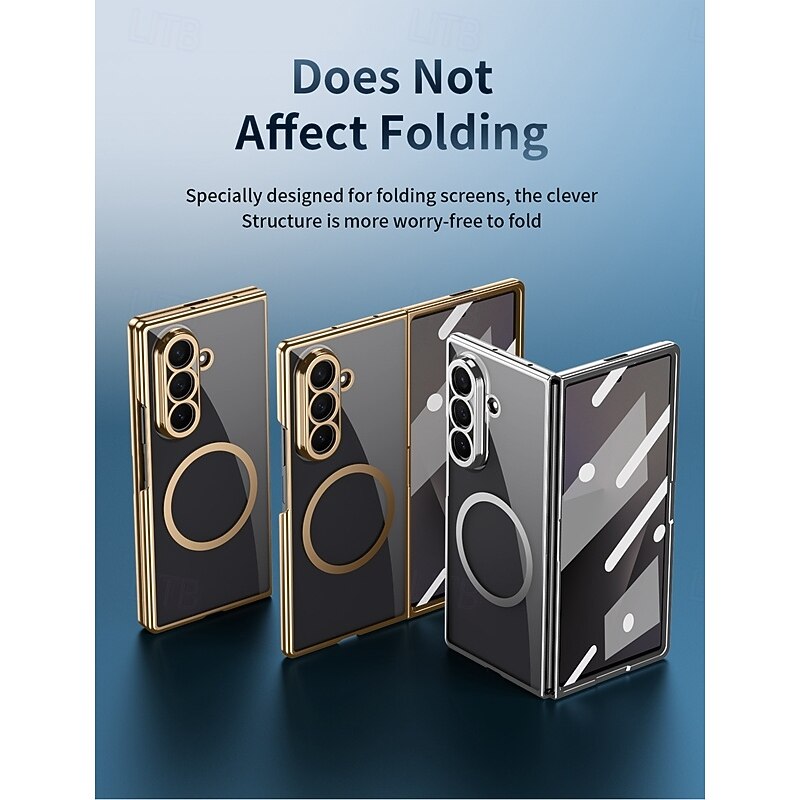 Phone Case For Samsung Galaxy Z Fold 7 Z Fold 6 Z Fold 5 Z Fold 4 Back Cover Support Wireless Charging Shockproof Retro Plating PC