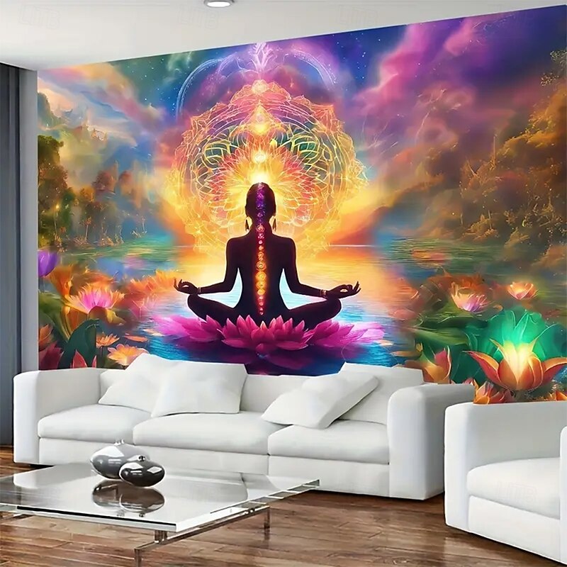 Tapestry Blanket Wall Hangings Seven Chakra Yoga Meditation Ethnic Colorful Fantasy Bedroom Living Room Dorm Home Decor2