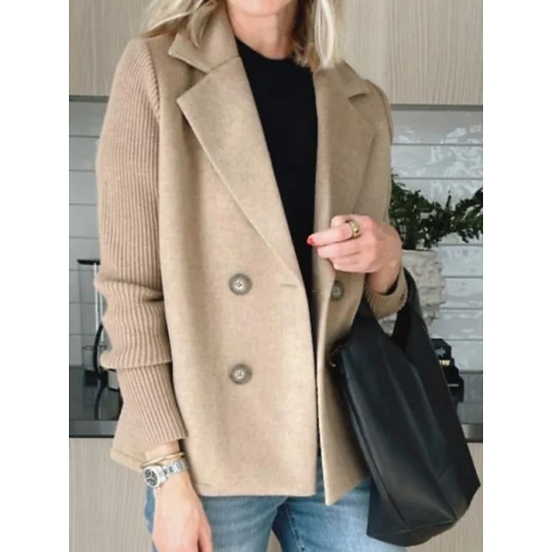 Women's Coat Comfortable Breathable Buttons Fashion Daily Plain Outdoor Casual Daily Single Breasted Regular Lapel Regular Fit Long Sleeve Outerwear Light Blue Black Pink Spring Fall3