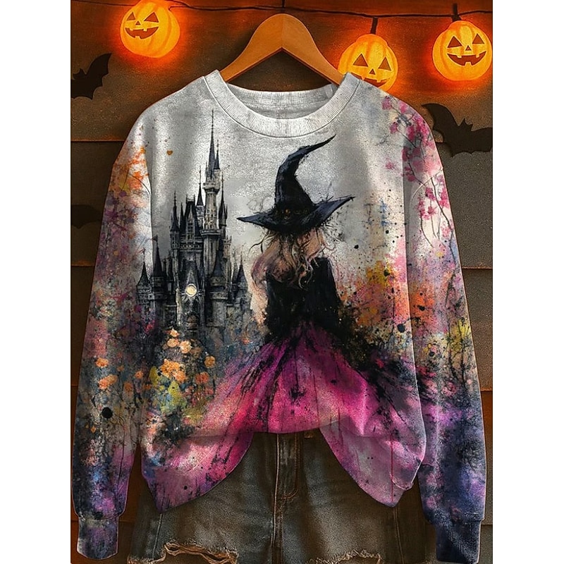 Women's Sweatshirts Graphic Fashion Casual Long Sleeve Crew Neck Regular Tops Street Dailywear Casual Print Black Pink Dark Pink Orange Light Grey Fall Winter4