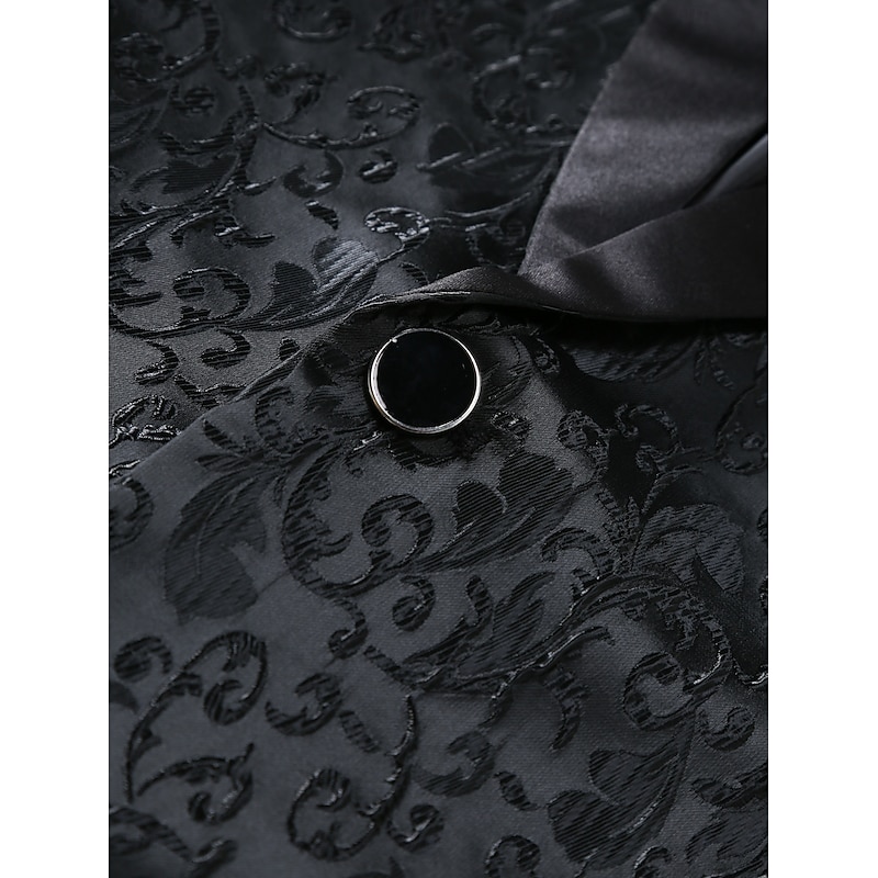 Men's Wedding Casual Party Suits Notch Lapel Black Party Print Slim Fit 2 Piece Single Breasted One-button3