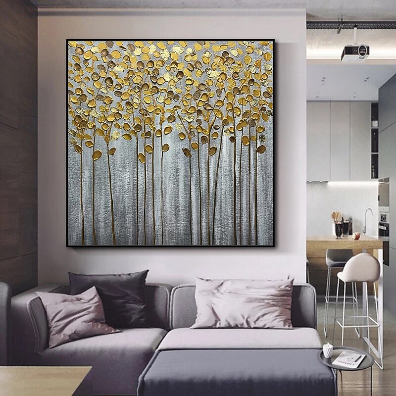 Mintura Handmade Gold Leaf Oil Paintings On Canvas Wall Art Decoration Modern Abstract Picture For Home Decor Rolled Frameless Unstretched Painting4