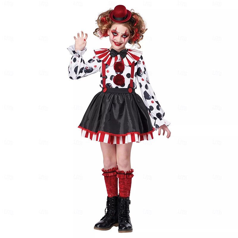 Joker Clown Halloween Costume It Dress Up Kid's Girls' Halloween Masquerade Performance Party Festival Easy Halloween Costumes Dress Up2