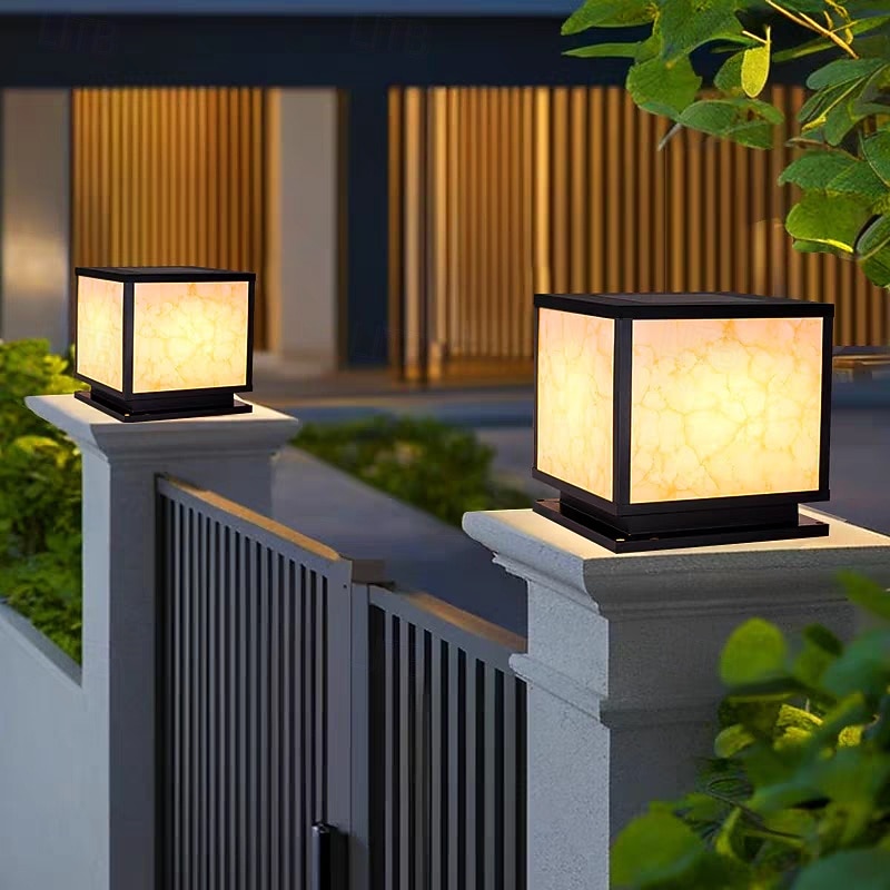 Outdoor Post Lamp Aluminum LED Pillar Post Lantern Column Light Fixture for Yard Entrance Garden 110-240V4