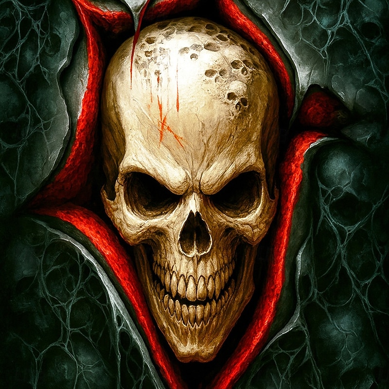 Halloween Men's Skull 3D T Shirt Short Sleeve T shirt 3D Print Crew Neck Shirt Exaggerated Designer Horror Party Street Club Green Summer Spring All Seasons Clothing Apparel S M L XL XXL XXXL2