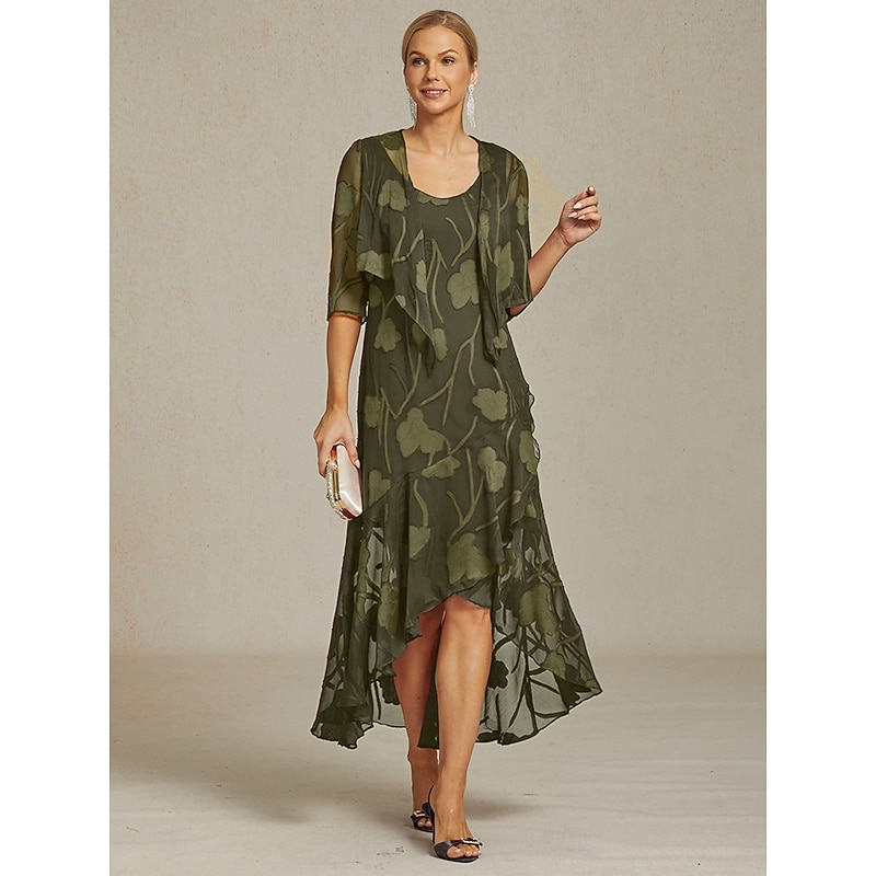 Women's Maxi Dress Ruffle Dress Elegant Wedding Wedding Guest Evening Party Floral Sleeveless U Neck Olive Summer Spring