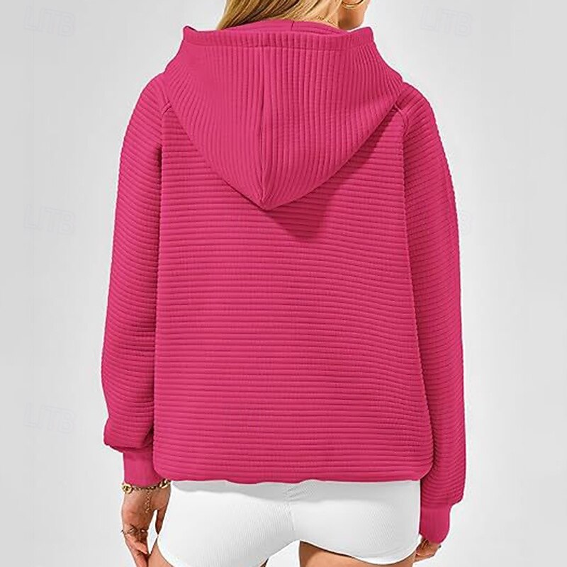 Women's Casual Sweatshirt Pullover Hoodie Hooded Long Sleeve Top Athleisure Solid Colored Fashion Casual Cycling Running Sportswear Activewear Black Pink Blue2