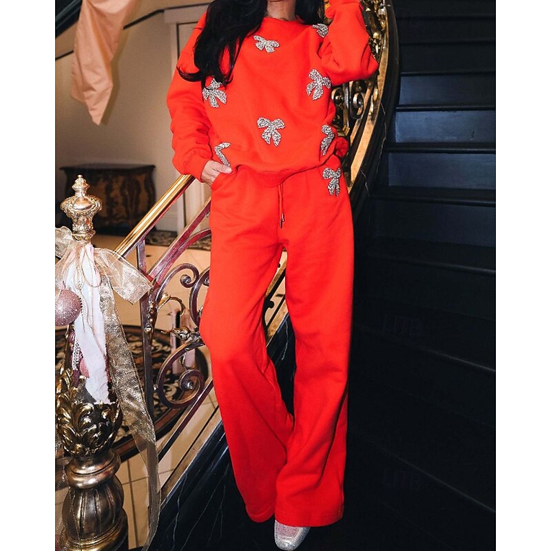 Mommy and Me Tops Bottom Floral Street Print Red Long Sleeve Maxi Sweet Matching Outfits4