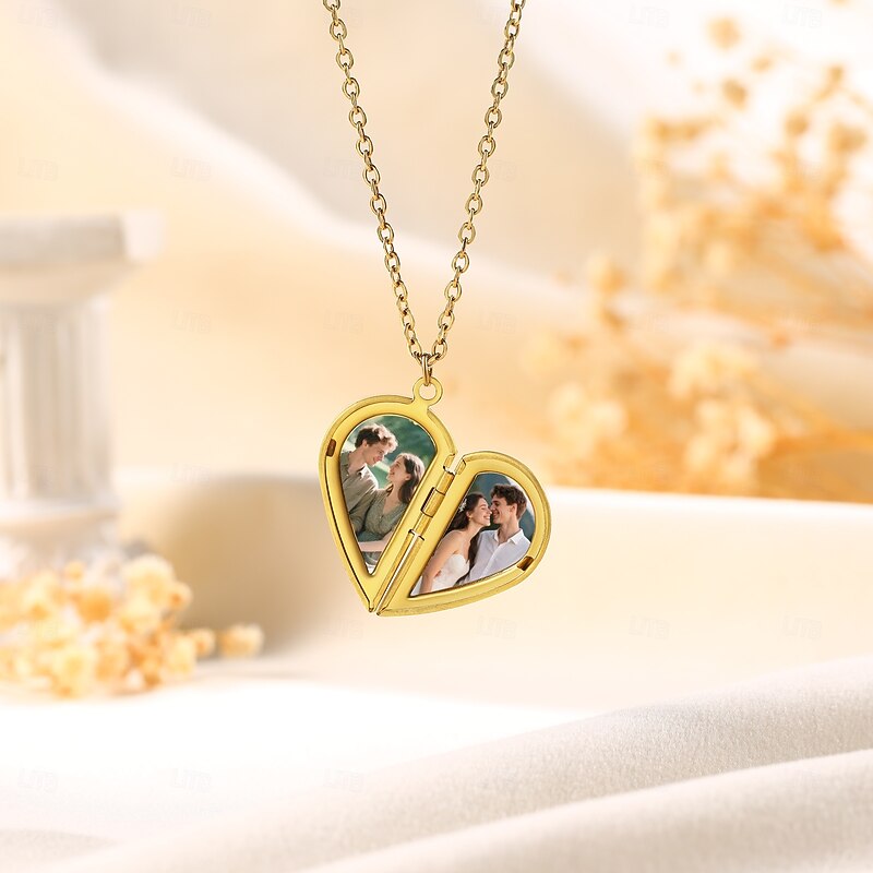 Personalized Heart Locket Necklace, Custom Photo Pendant Memorial Jewelry, Gift for Mom, Valentine’s Day, Anniversary, Graduation, Christmas4