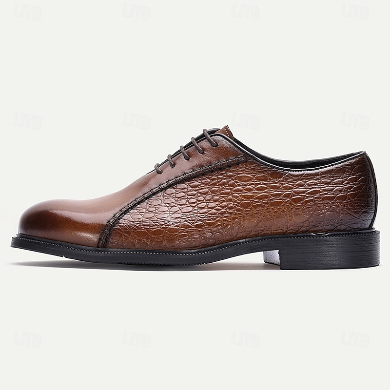 Men's Brown Leather Oxford Dress Shoes – Classic Lace-Up Formal Business Shoes for Office, Wedding and Evening Events3