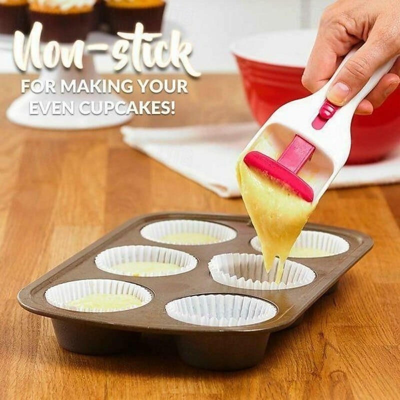Non-stick Cupcake Dispensing Spoon for Baking Chocolate and Cupcake Cake Batter Kitchen Tool Cake Shovel Pastry Serving Utensil Home Dessert Preparation Accessory