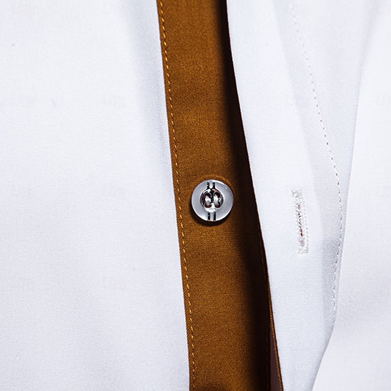 Men's Dress Shirt Plain Wedding Outdoor Black White Wine Navy Blue Long Sleeve Turndown All Seasons Clothing Apparel Patchwork4