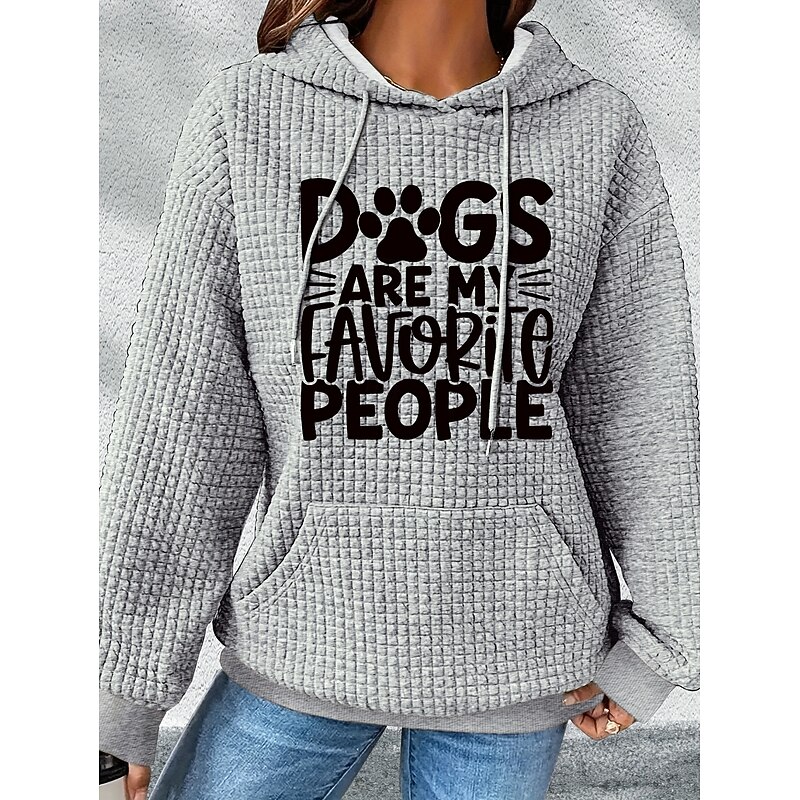 Women's Hoodies Graphic Letter Casual Long Sleeve Hooded Regular Tops Street Dailywear Casual Pocket Print Black Gray Fall Winter