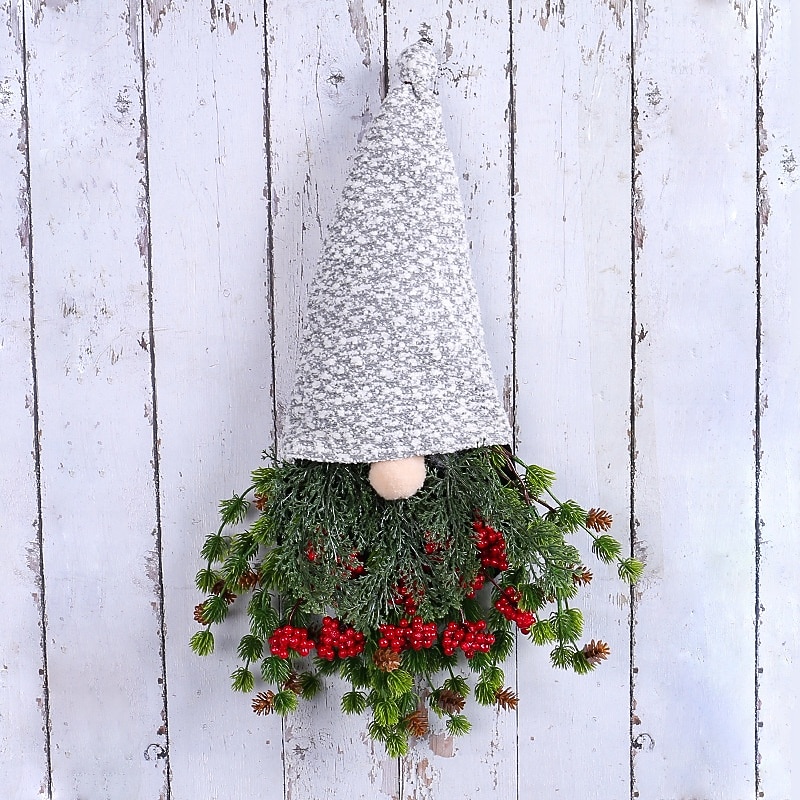 Christmas Wreath for Front Door Xmas Indoor Outdoor Decoration with Red Berries Faceless Gnome Hanging Tree Creative Holiday Garland for Hotel Window Shop Display3