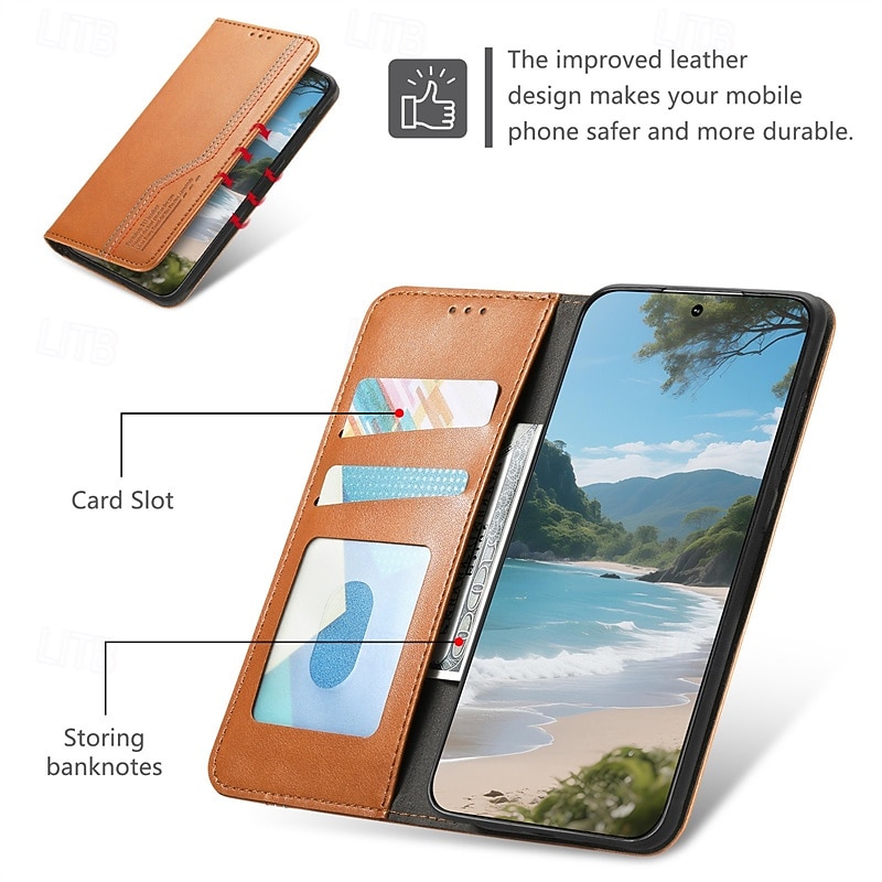 Phone Case For Samsung Galaxy S25 S25 Edge S24 Ultra Plus S24 FE A16 A55 5G A35 5G A25 A15 Wallet Case Flip Cover Card Slot Shockproof Retro TPU PU Leather3