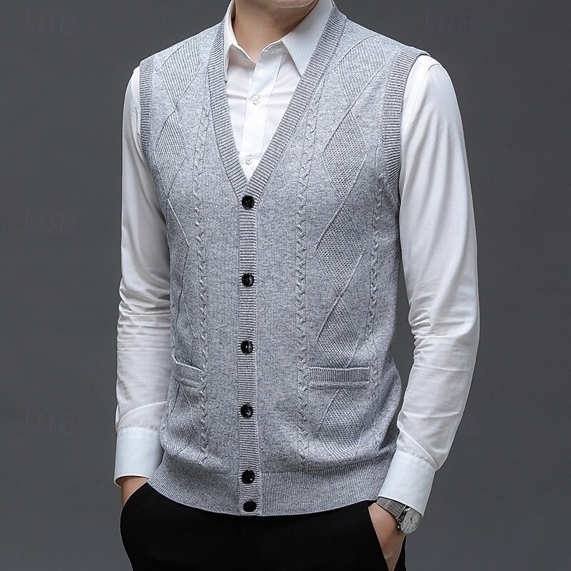 Men's Sweater Dress Sweater Cardigan Sweater Knit Sweater Ribbed Knit Regular Tops Knitted Ribbed Plain V Neck Fashion Shawls Business Casual Clothing Apparel Spring Fall Navy Blue Camel M L XL4