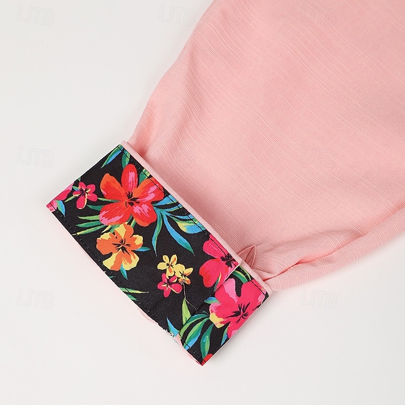 Men's Shirt Linen Shirt Summer Shirt Beach Shirt Solid Color Vacation Casual Black White Pink Blue Long Sleeve Lapel Summer Spring Clothing Apparel2