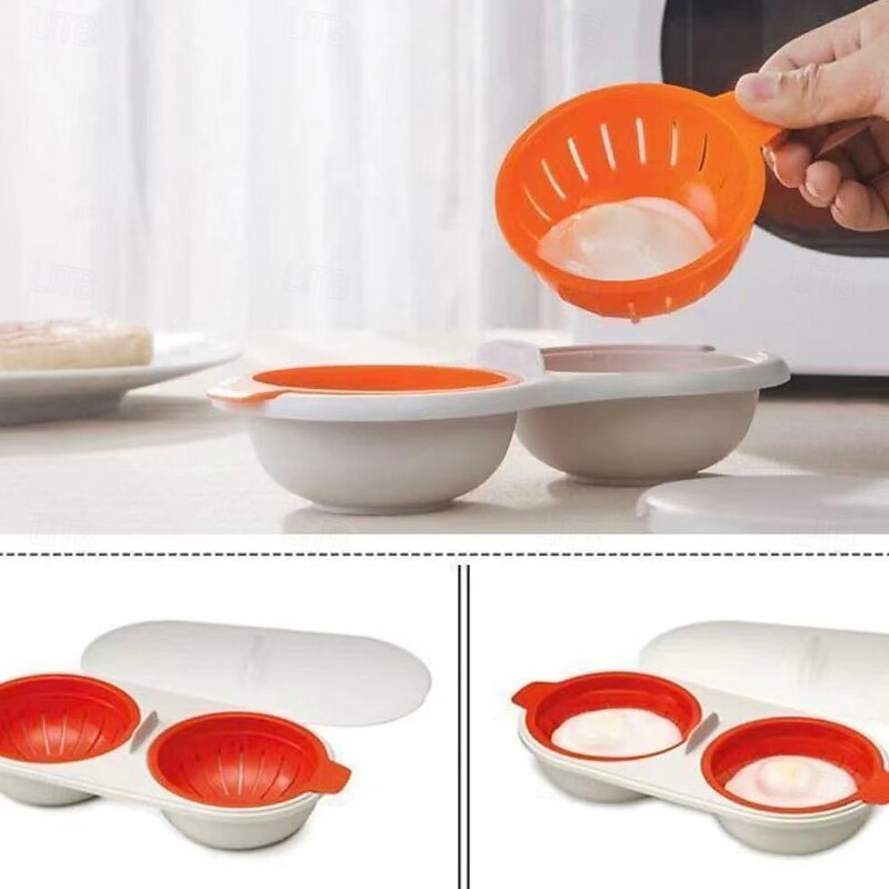 Portable Egg Cooker for Microwave, Cartoon Double-Eye Egg Steamer Bowl with Separator, Food-Grade Microwave Egg Cooking Tray4