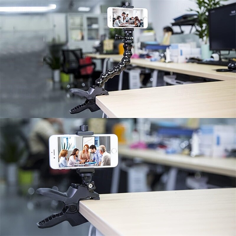 Phone Holder Desk Gooseneck Mount Cell Phone Clamp Clip for Pole Mount Stand Compatible for iPhone 16 Plus iPhone 15 Pro 14 Plus Xs Max XR X 8 7 6 6s Plus and Other 4-7'' Device4