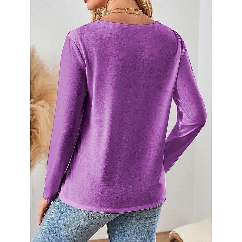 Halloween Women's T Shirt Skulls Floral Graphic Vintage Stylish Classic Long Sleeve Crew Neck Regular Tops Daily Print Blue Purple Green Gray Spring Fall Winter2