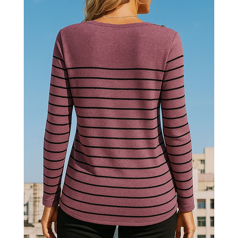 Women's Pullover Sweatshirt Casual Tops Long Sleeve Top Athleisure Fall Stripes Fashion Outdoor Travel Sportswear Activewear Red Blue Dark Gray2