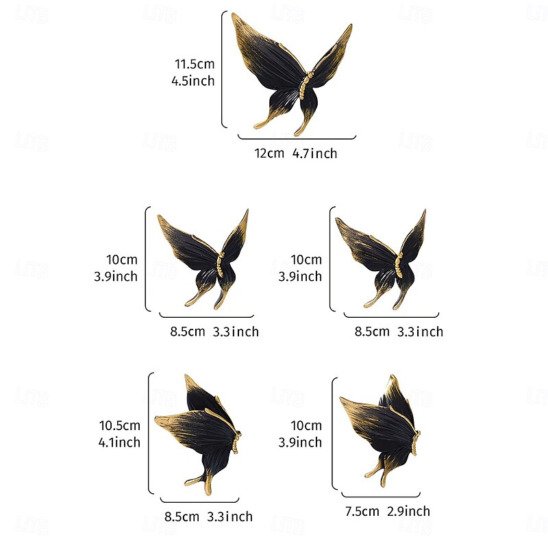 5PCS Fluttering Butterfly Set Home Decoration Wall Hanging Butterfly-shaped ABS Resin Material Handcrafted Hanging Decoration Suitable for Living Room Study and Party Wall Decoration3
