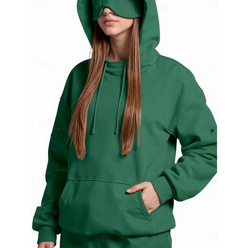 Women's Pullover Hoodie Sweatshirt Plain Casual Long Sleeve Hooded Regular Tops Street Dailywear Pocket Black Pink Brown Green Dark Gray Fall Winter2