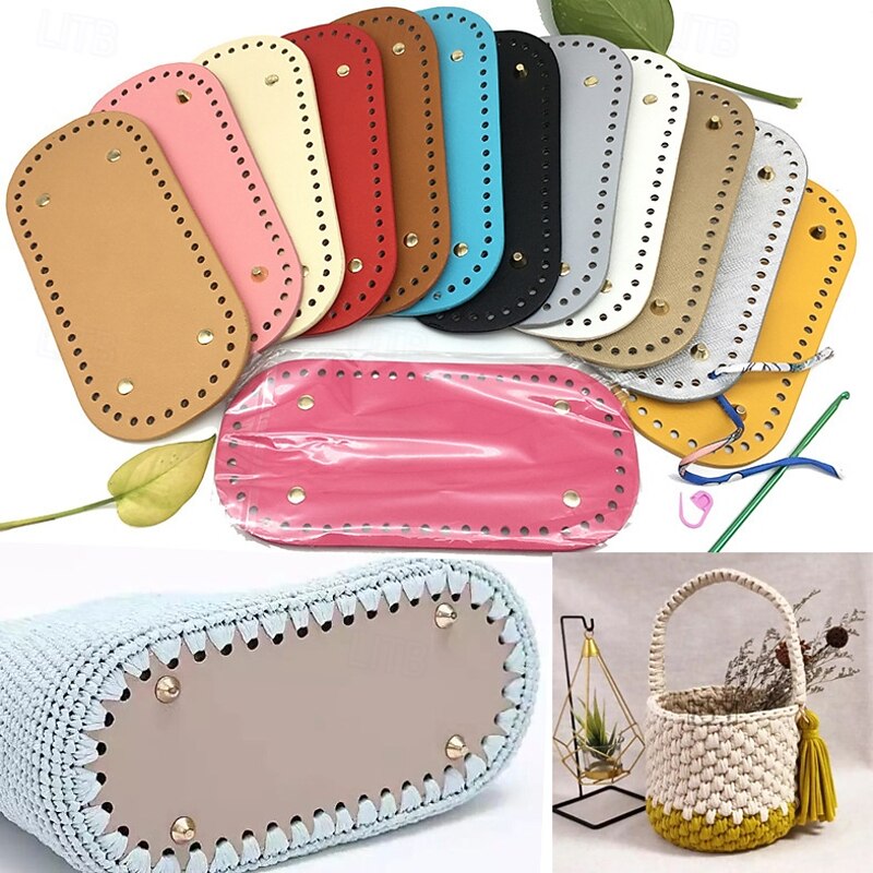 Crochet Bag Bases 3.94*8.66inch with Holes - Assorted Colors, Long Oval Shape for DIY Shoulder Bags & Crafts, Random Colors, Purse Shapers2