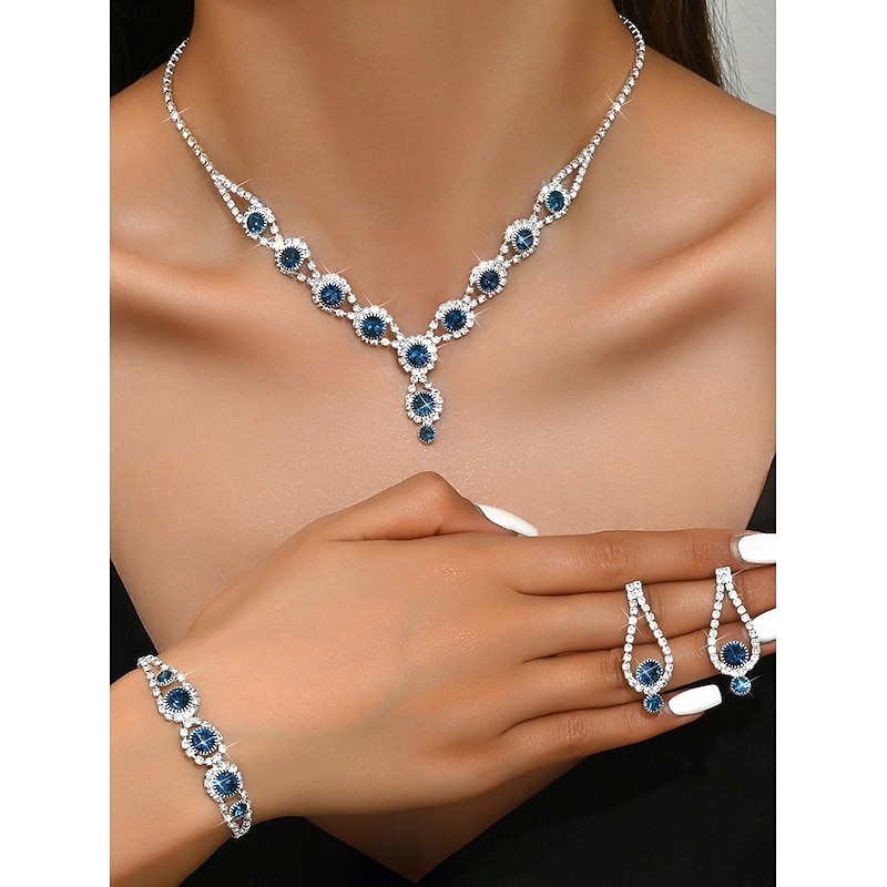 Women's Pink Crystal Jewelry Set - Sparkling Necklace, Bracelet and Earrings with Rhinestone Accents for Elegant Party and Evening Wear2