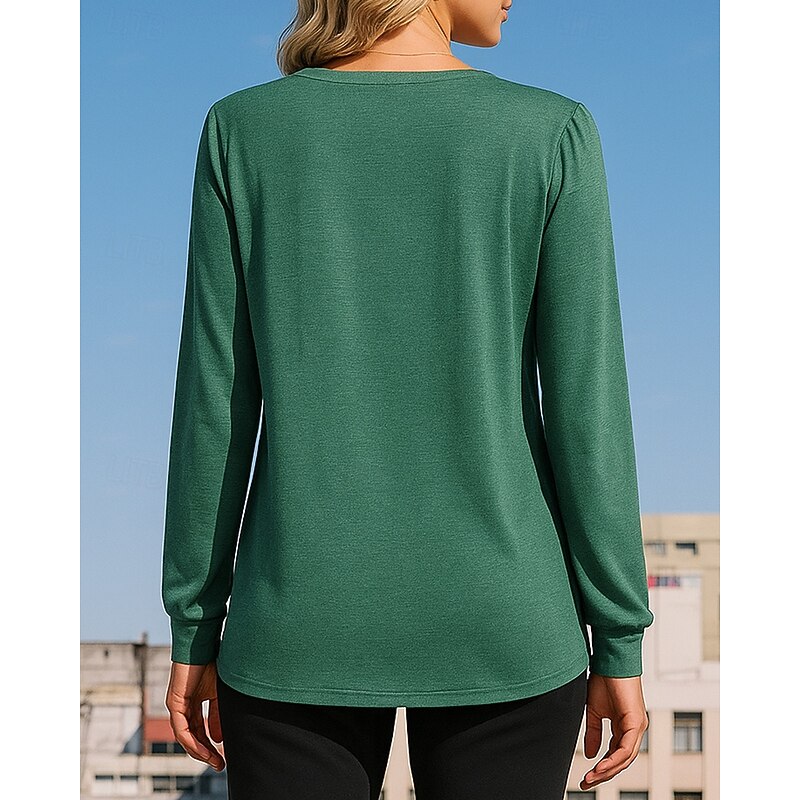 Women's Pullover Sweatshirt Casual Tops Long Sleeve Top Athleisure Fall Solid Colored Fashion Outdoor Travel Sportswear Activewear Black White Royal Blue2