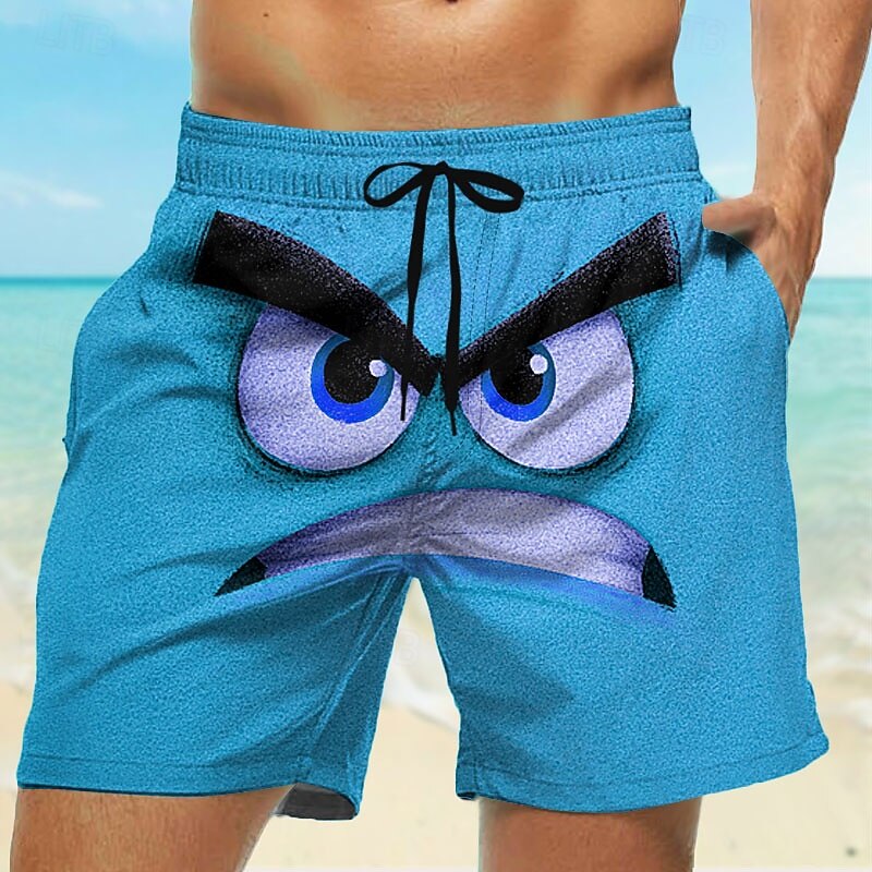 Men's 3D Cartoon Big Eyes Swim Trunks Swim Shorts Board Shorts Mid Waist Funny Outdoor Vacation Dailywear Side Pockets Mesh Lining Elastic Drawstring Waist Designer Clothing Apparel2
