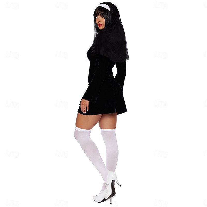 Nun Halloween Cosplay Costume Halloween Adults' Women's Halloween Masquerade Performance Halloween Masquerade Easy Halloween Costumes Dress Up2