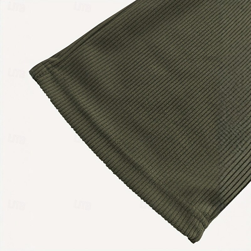 Men's Corduroy Pants Trousers Slacks Casual Pants Drawstring Elastic Waist Front Pocket Plain Comfort Full Length Outdoor Vacation Home Vacation Fashion Loose Fit Green Stretchy4