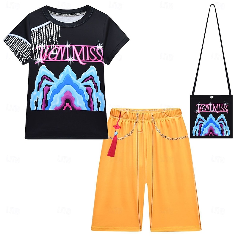 Korean Idol Inspired Idol Pop Star Bag T-shirt Shorts Virtual Idol Movie Cosplay for Girls' Kid's Halloween Carnival Performance Comic Con Anime Expo
