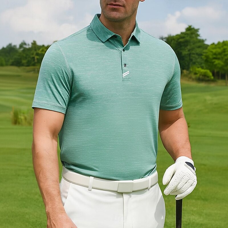 Men's Sports Polo Shirts Golf Shirt Casual Sports Lapel Short Sleeve Fashion Basic Plain Buttons Summer All Seasons Regular Fit Green Sports Polo Shirts3