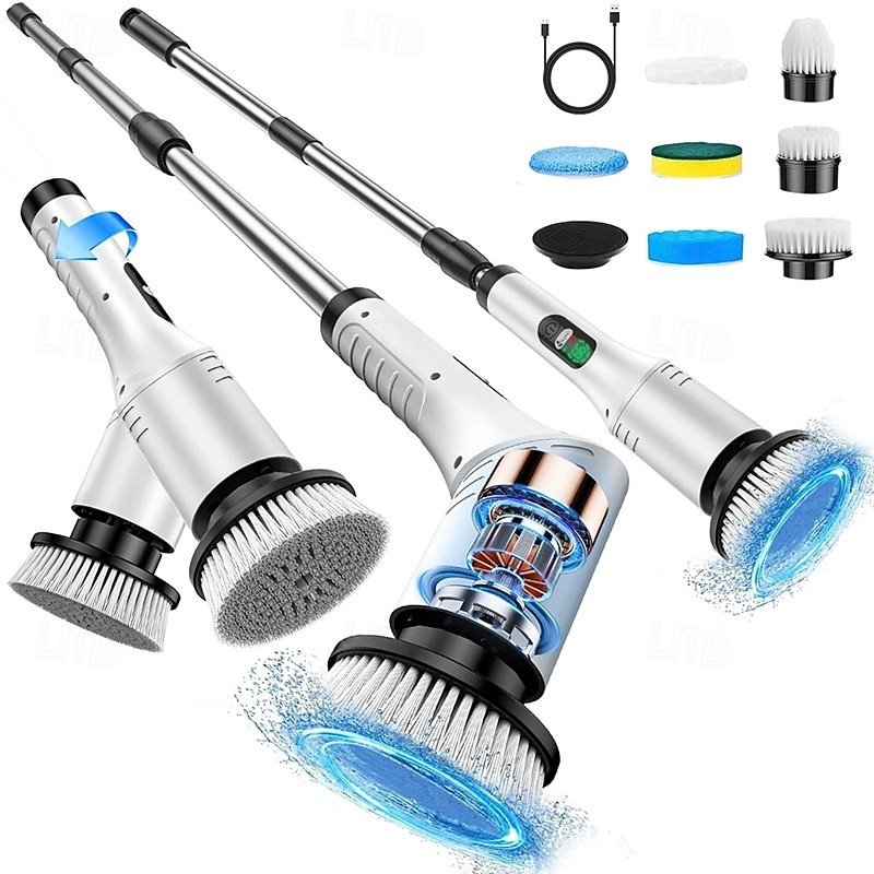 7 in 1 Multi-functional Digital Electric Cleaning Brush Rotatable and Extensible Wireless Handheld Brush for Bathing and Kitchen Use2