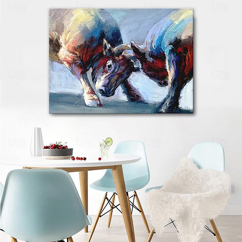 Handmade Oil Painting Canvas Wall Art Decoration Modern Abstract Rhinoceros Animal Elephant for Living Room Home Decor Rolled Frameless Unstretched Painting