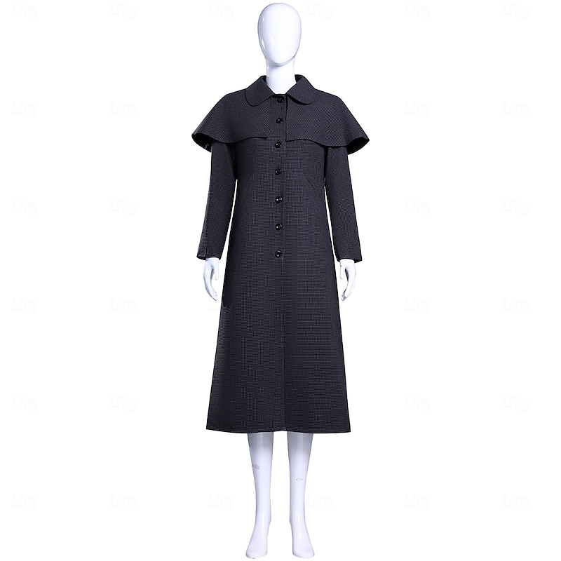 Gothic Horror Dark Academia Coat Costume Fancy Dress Classic Movie Cosplay for Women's Adults Halloween Carnival Performance Party Dress3