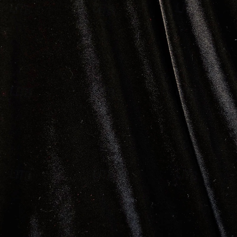 Black and Gold A-Line Mermaid / Trumpet Stretch Velvet Evening Gown Elegant Dress Formal Wedding Sweep / Brush Train Long Sleeve Boat Neck Sequined with Ruched 20253