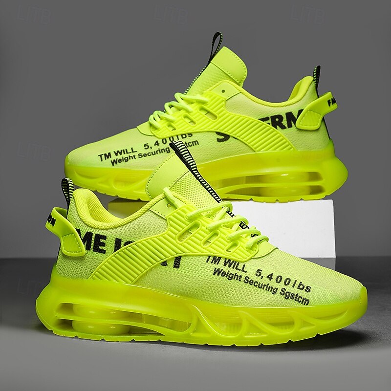 Men's Neon Green Air Cushion Sneakers – Fashion Lightweight Sports Shoes for Running, Walking and Casual Streetwear2