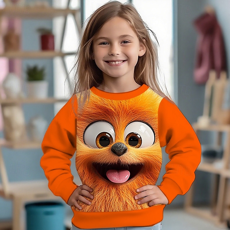 Girls' 3D Animal Sweatshirt Long Sleeve Spring Fall Fashion Basic Kids 4-12 Years Crew Neck Outdoor Casual Daily Regular Fit