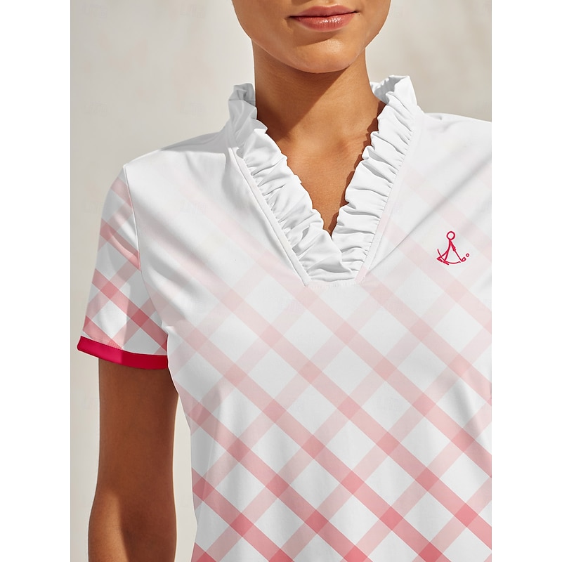 Women's Golf Polo Shirt Yan pink Short Sleeve Top Ladies Golf Attire Clothes Outfits Wear Apparel3