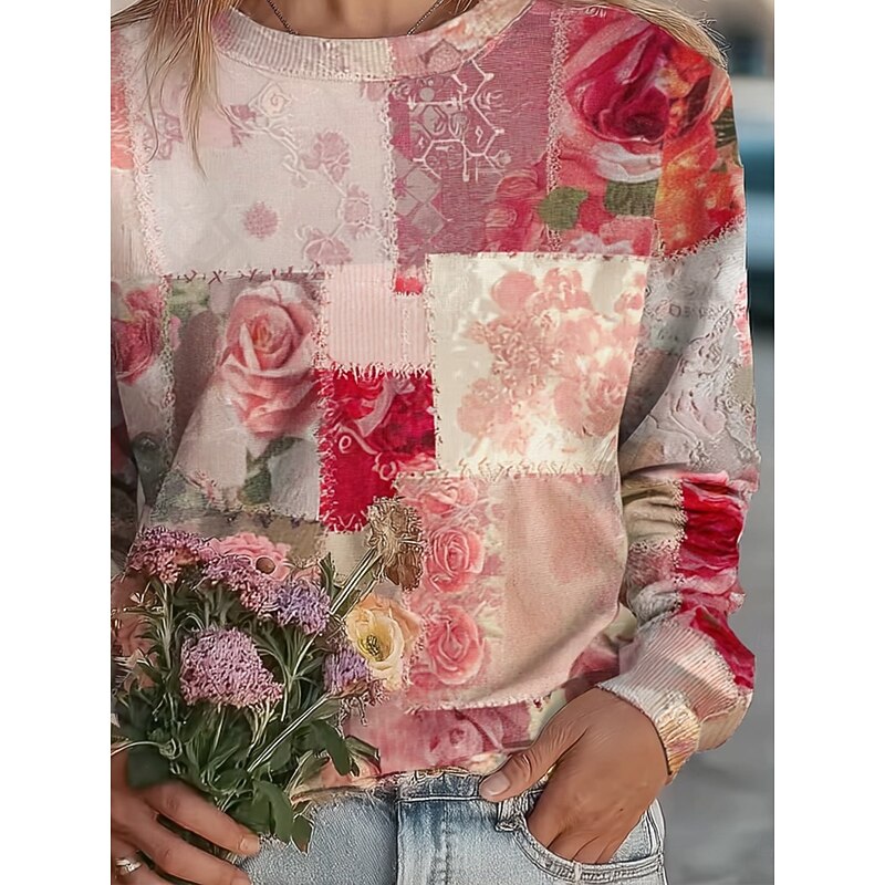 Women's 3D Print Vintage Boho Hoodie Patchwork Hoodie Sweatshirt Floral Pullover Sweatshirt Floral Vintage Graphic Warm Active Vintage Long Sleeve Street Dailywear Casual Pink Spring Fall Winter3