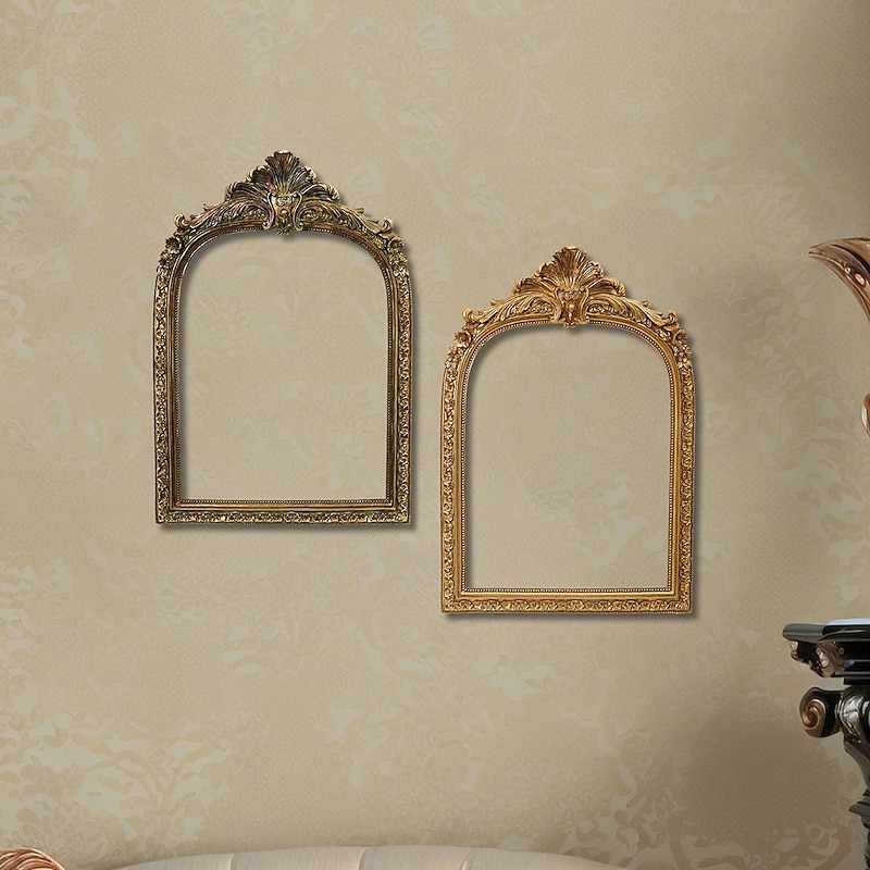 Vintage Gold 3D Floral Arch Resin Frame – European Style Decorative Wall Hanging for Home Art, Photography Props, Cabin Decor, and Festive Ambiance2