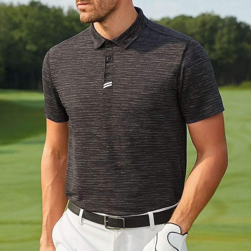 Men's Sports Polo Shirts Golf Shirt Casual Sports Lapel Short Sleeve Fashion Basic Plain Buttons Summer Regular Fit Black Sports Polo Shirts3