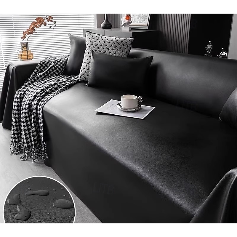 Luxury Anti-Scratch Faux Leather Sofa Cover, Hair-Resistant Full Slipcover, One-Piece All-Season Sofa Throw2