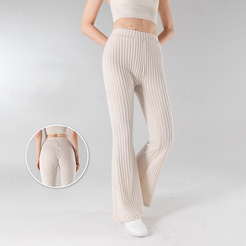 Women's Flared Pants Casual Pants High Waist Athletic Pilates Running Bottoms Solid Color Black White Fall Sports Activewear Slim2