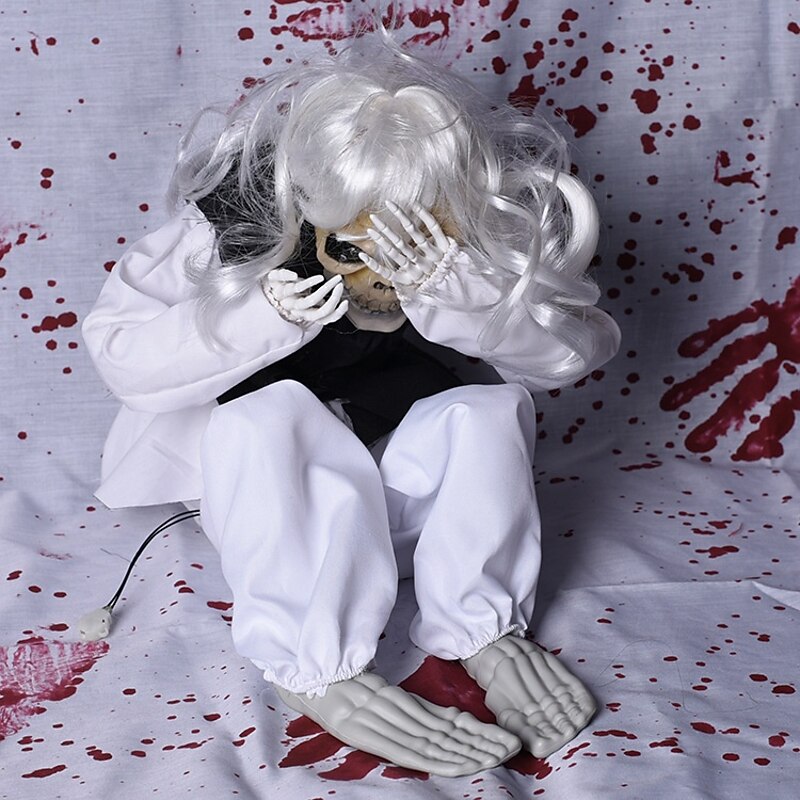 Halloween Creepy Ghost Doll,Trembling Crying Ghost Doll with Voice Control Halloween Prop for Halloween Party Decorations2