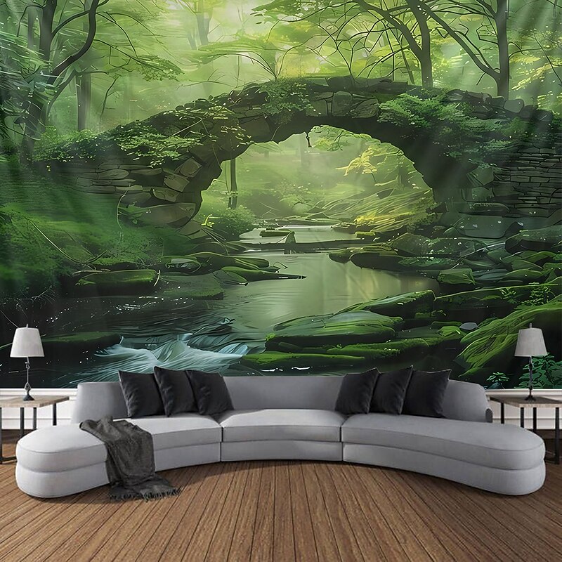 Tapestry Blanket Wall Hangings Forest 3D Print Rustic Cottagecore Bedroom Living Room Dorm Home Decor3