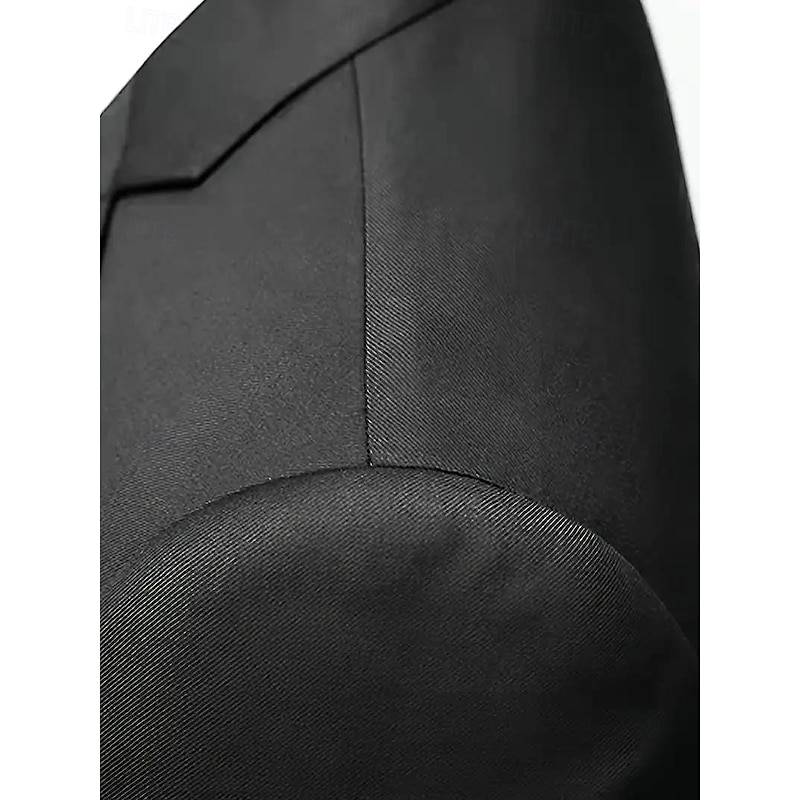 Men's Wedding Business Party Suits Notch Lapel Black Casual Formal Solid Colored Tailored Fit 2 Piece Single Breasted Two-buttons4